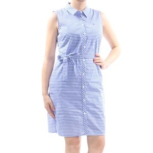 TOMMY HILFIGER BLUE & WHITE GINGHAM DRESS, SIZE 10